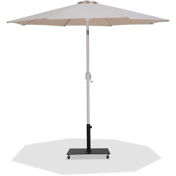 Meridian Furniture Fiji Beige Polyester Patio Umbrella with Base Set