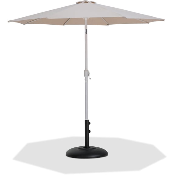 Meridian Furniture Fiji Beige Polyester Patio Umbrella with Base Set