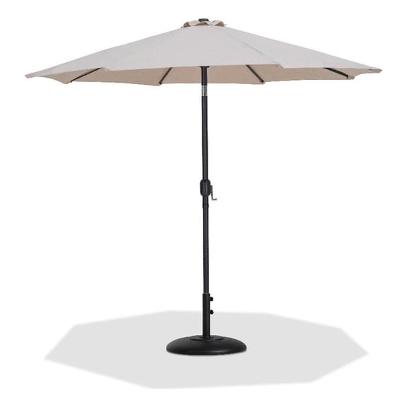 Meridian Furniture Fiji Beige Polyester Patio Umbrella with Base Set