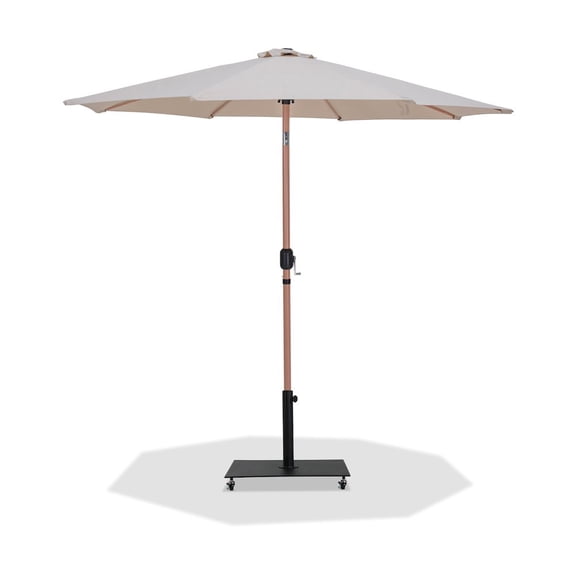 Meridian Furniture Fiji Beige Polyester Patio Umbrella with Base Set