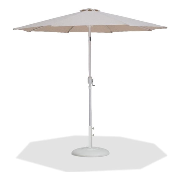 Meridian Furniture Fiji Beige Polyester Patio Umbrella with Base Set