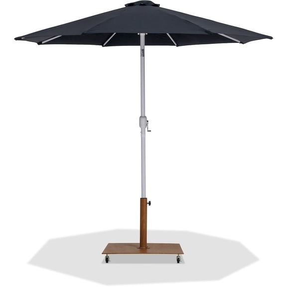 Meridian Furniture Fiji Black Polyester Patio Umbrella with Base Set