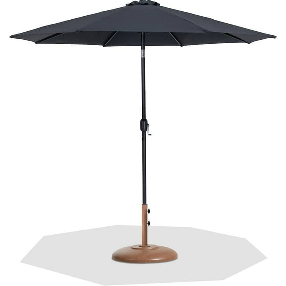 Meridian Furniture Fiji Black Polyester Patio Umbrella with Base Set