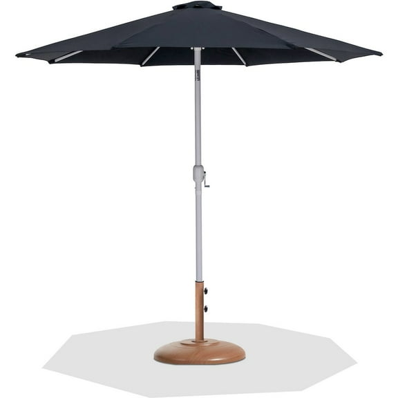 Meridian Furniture Fiji Black Polyester Patio Umbrella with Base Set