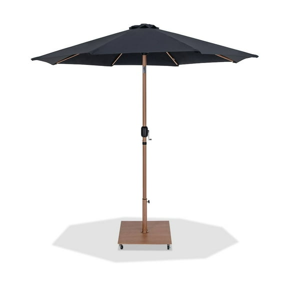 Meridian Furniture Fiji Black Polyester Patio Umbrella with Base Set