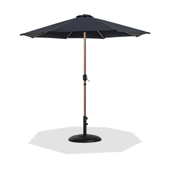 Meridian Furniture Fiji Black Polyester Patio Umbrella with Base Set