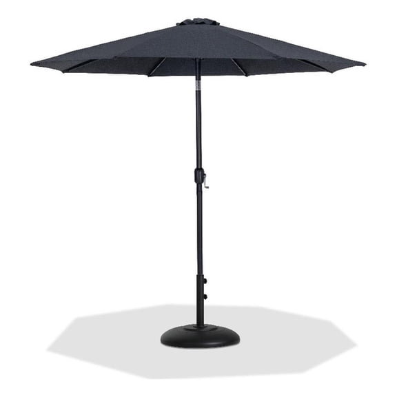 Meridian Furniture Fiji Black Polyester Patio Umbrella with Base Set