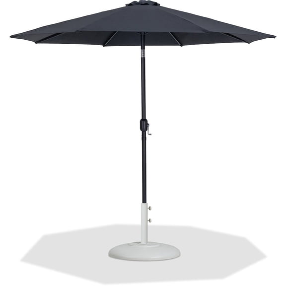 Meridian Furniture Fiji Black Polyester Patio Umbrella with Base Set