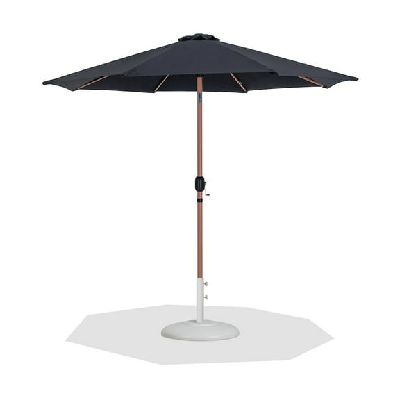 Meridian Furniture Fiji Black Polyester Patio Umbrella with Base Set