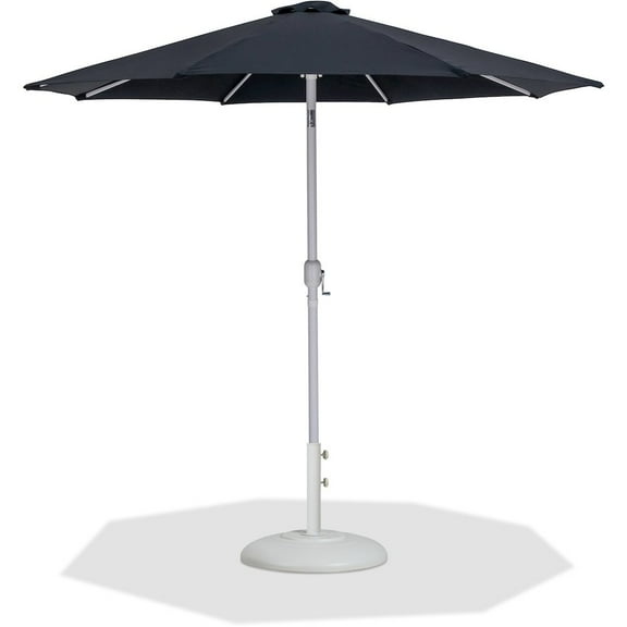 Meridian Furniture Fiji Black Polyester Patio Umbrella with Base Set