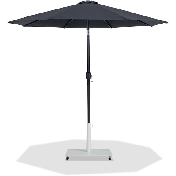 Meridian Furniture Fiji Black Polyester Patio Umbrella with Base Set