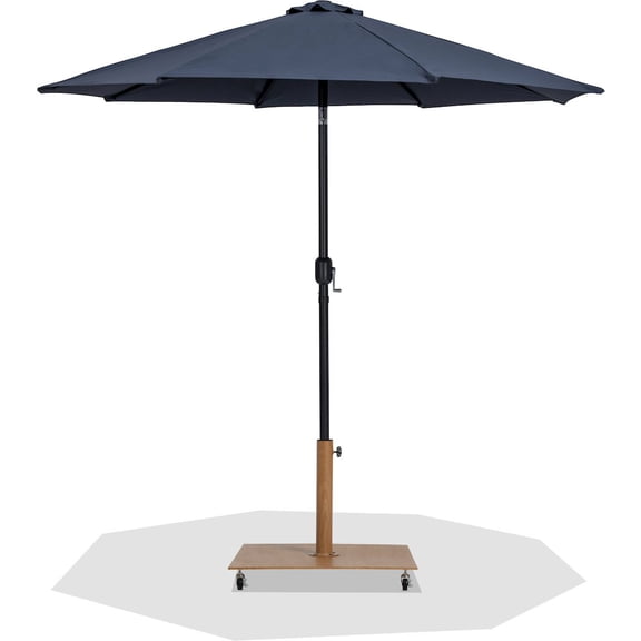 Meridian Furniture Fiji Grey Polyester Patio Umbrella with Base Set