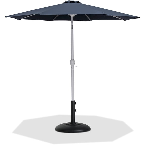 Meridian Furniture Fiji Grey Polyester Patio Umbrella with Base Set