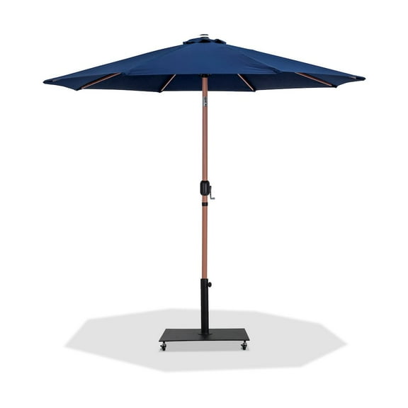 Meridian Furniture Fiji Navy Polyester Patio Umbrella with Base Set