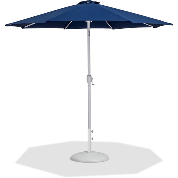 Meridian Furniture Fiji Navy Polyester Patio Umbrella with Base Set