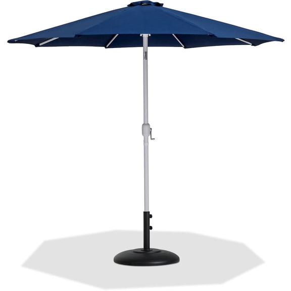 Meridian Furniture Fiji Navy Polyester Patio Umbrella with Base Set
