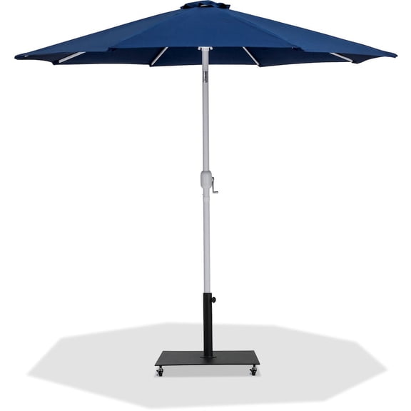 Meridian Furniture Fiji Navy Polyester Patio Umbrella with Base Set