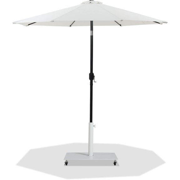Meridian Furniture Fiji White Polyester Patio Umbrella with Base Set