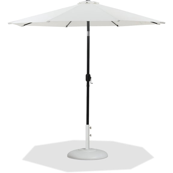Meridian Furniture Fiji White Polyester Patio Umbrella with Base Set