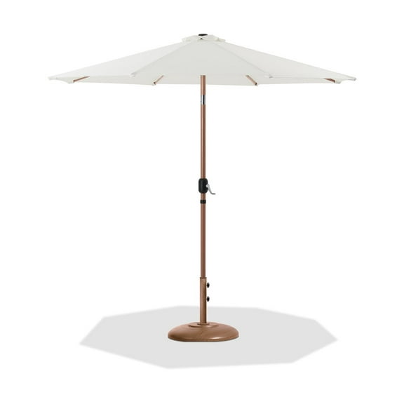 Meridian Furniture Fiji White Polyester Patio Umbrella with Base Set