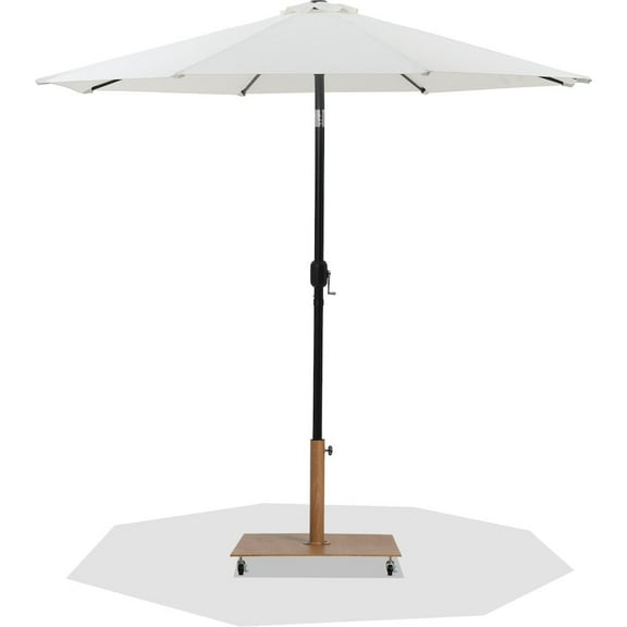 Meridian Furniture Fiji White Polyester Patio Umbrella with Base Set