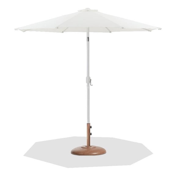 Meridian Furniture Fiji White Polyester Patio Umbrella with Base Set