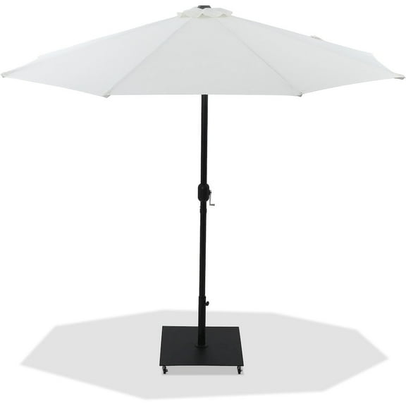 Meridian Furniture Fiji White Polyester Patio Umbrella with Base Set