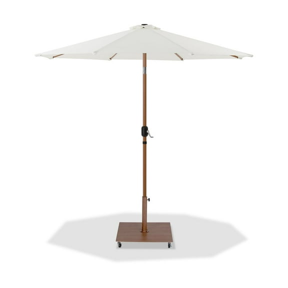 Meridian Furniture Fiji White Polyester Patio Umbrella with Base Set