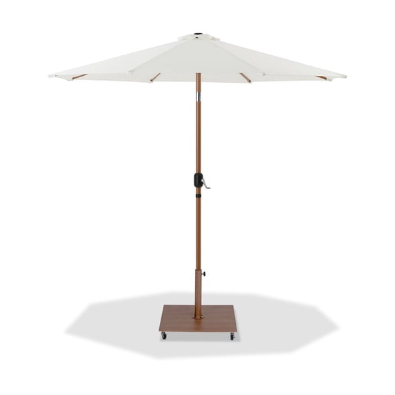 Meridian Furniture Fiji White Polyester Patio Umbrella with Base Set