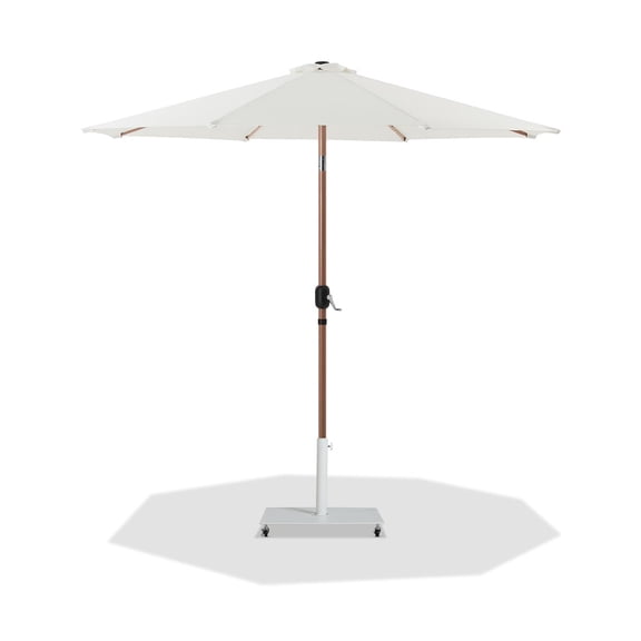 Meridian Furniture Fiji White Polyester Patio Umbrella with Base Set