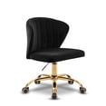 thumbnail image 1 of Meridian Furniture Finley Swivel Adjustable Black Velvet and Gold Office Chair, 1 of 7