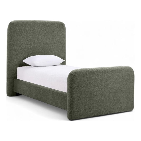 Meridian Furniture Fira Green Chenille Fabric Twin Bed