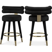 Meridian Furniture Fitzroy Black Velvet Counter Stool Set of 2