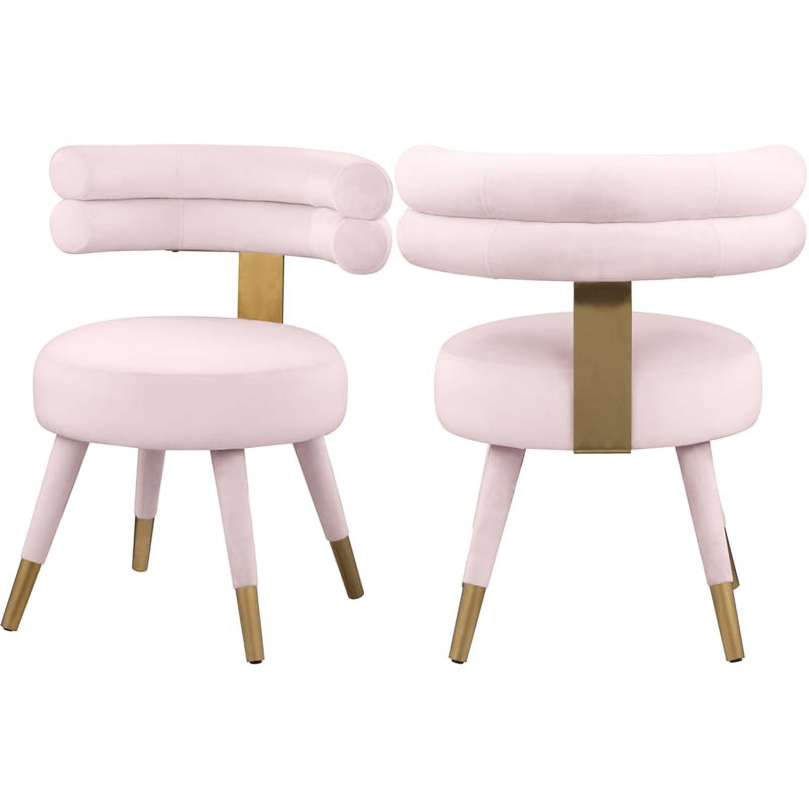 Pink Velvet Upholstered Side Chair with Gold Accents