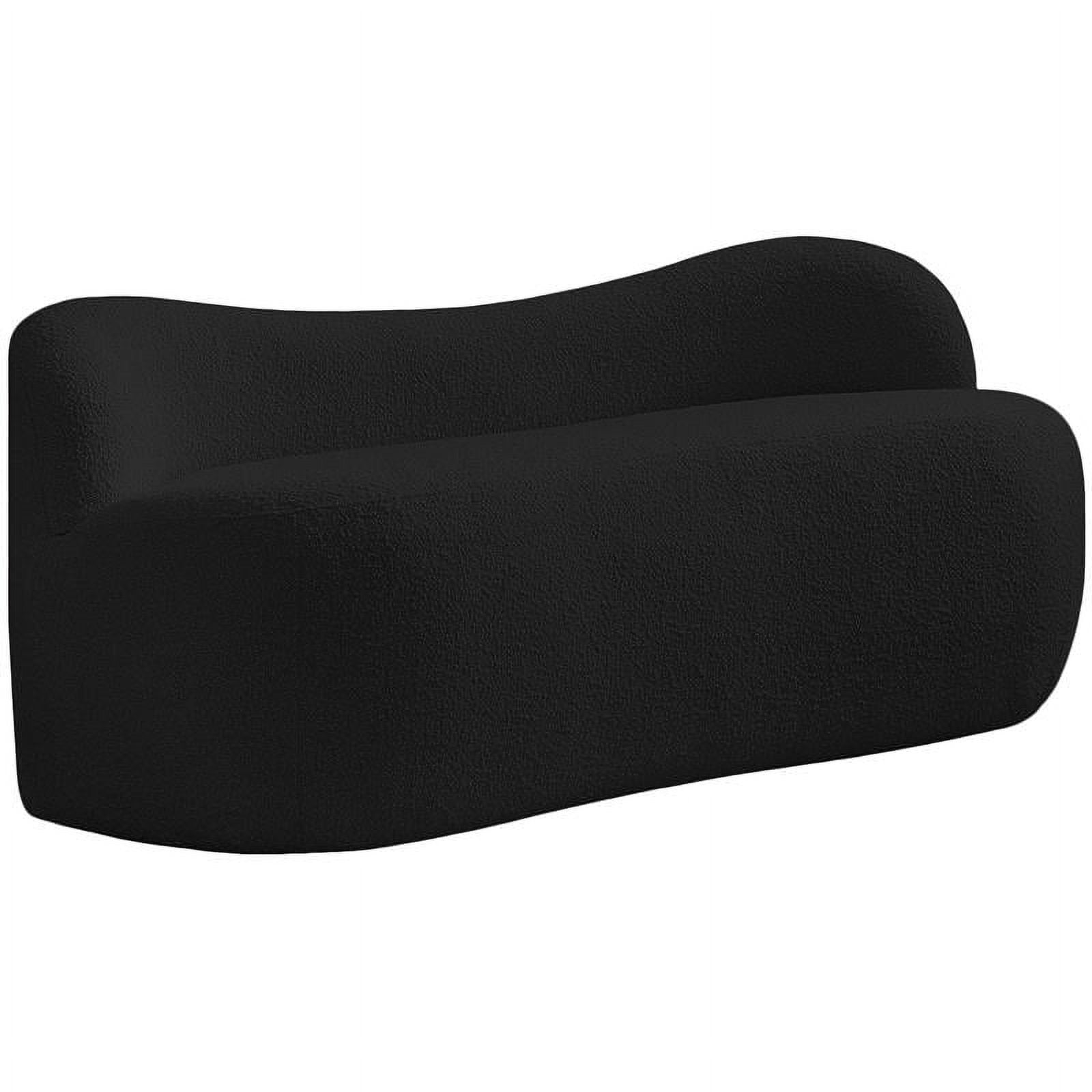 Meridian Black Boucle Fabric Bench with Curved Back