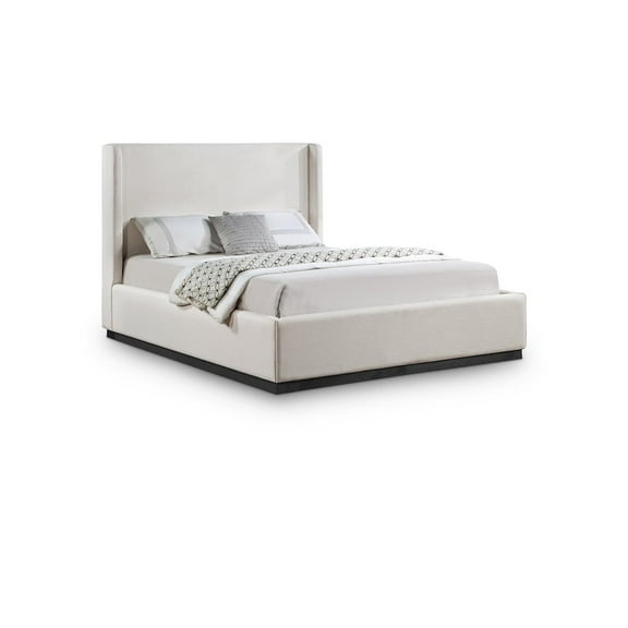 Meridian Furniture Flynn Beige Linen Textured Fabric King Bed
