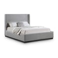 thumbnail image 1 of Meridian Furniture Flynn Grey Linen Textured Fabric Queen Bed, 1 of 8