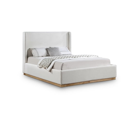 Meridian Furniture Flynn Queen Size Classic Linen Standard Beds, Cream