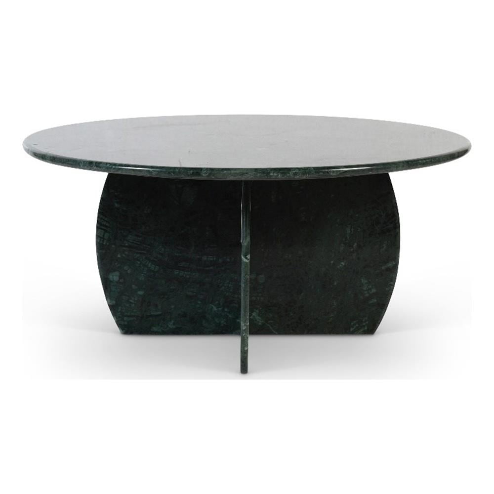 Green Marble Round Coffee Table with Cross Legs