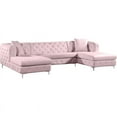 thumbnail image 1 of Meridian Furniture Gail 3pc Velvet Sectional in Pink, 1 of 7