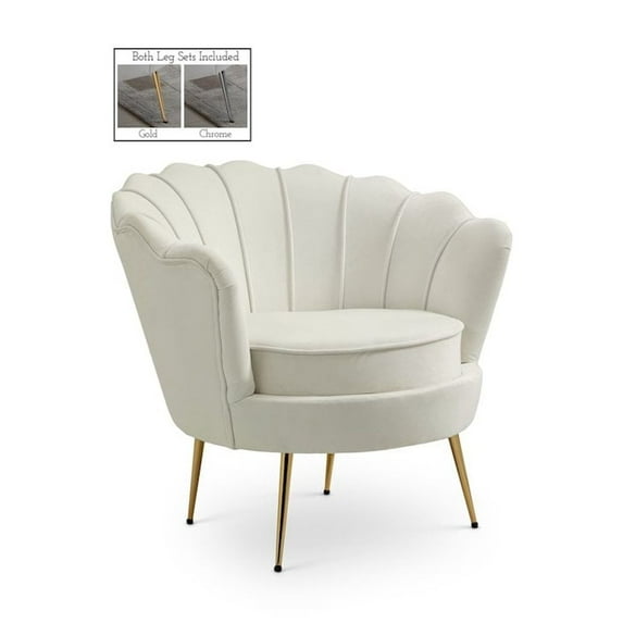 Meridian Furniture Gardenia Cream Velvet Chair