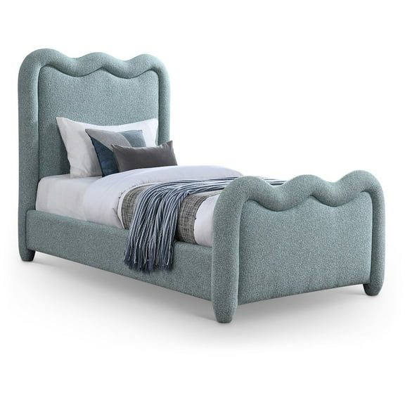 Meridian Furniture Gavin Blue Chenille Fabric Twin Bed