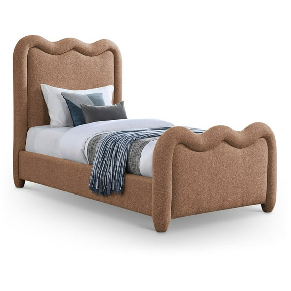 Meridian Furniture Gavin Cognac Chenille Fabric Twin Bed