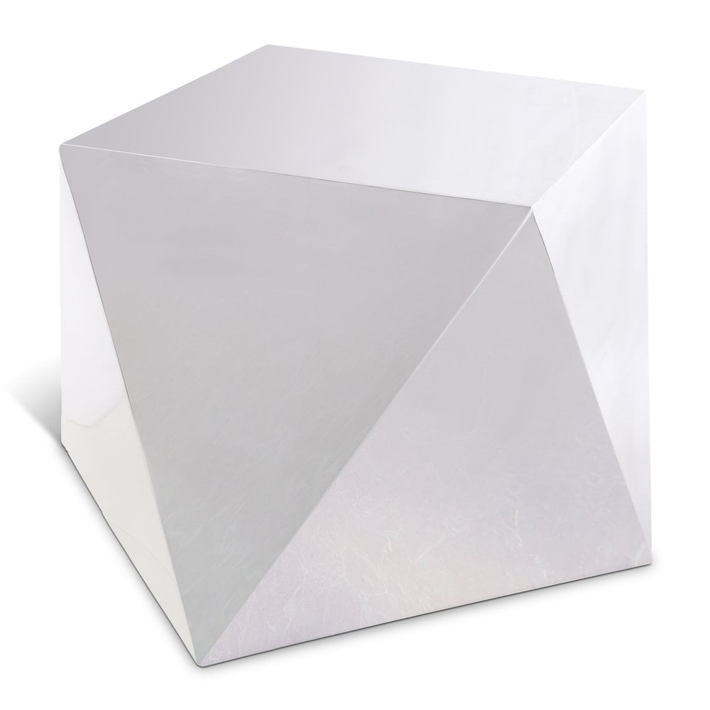Gemma Silver Faceted Metal Accent Table