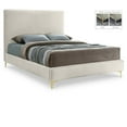thumbnail image 1 of Meridian Furniture Geri Full Fabric Platform Bed with Gold & Chrome Legs, Cream Velvet, 1 of 15