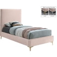 thumbnail image 1 of Meridian Furniture Geri Pink Velvet Twin Bed withGold and Chrome Legs Included, 1 of 5