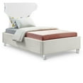 thumbnail image 1 of Meridian Furniture Ghost Cream Velvet Twin Bed with Acrylic Headboard and Legs, 1 of 7