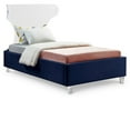 thumbnail image 1 of Meridian Furniture Ghost Navy Velvet Twin Bed with Acrylic Headboard and Legs, 1 of 2