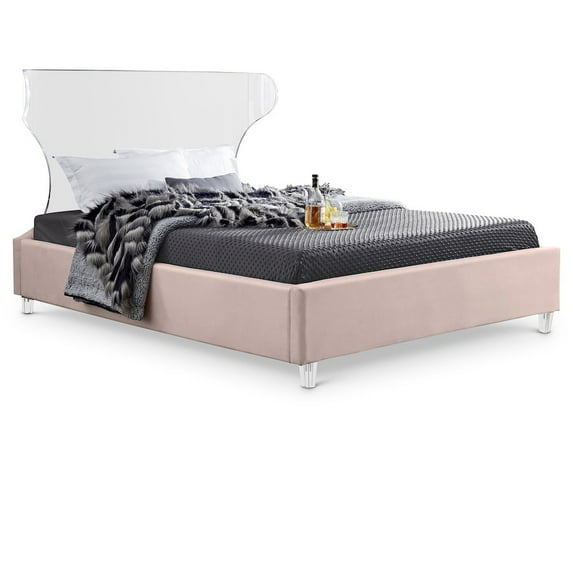Meridian Furniture Ghost Pink Velvet King Bed
