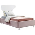 thumbnail image 1 of Meridian Furniture Ghost Pink Velvet Twin Bed with Acrylic Headboard and Legs, 1 of 5
